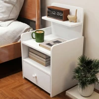 HOMCOM Bedside Cabinet, Bedside Table with Drawer and Shelf for Living Room, White(m-6)