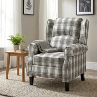 HOMCOM 160° Reclining Armchair, with Footrest - Grey and White(m-13)