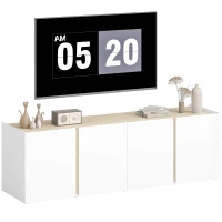 HOMCOM TV-kast voor 65-inch televisie, televisiekast met soft-close deuren, aanpasbare planken, kabeldoorvoeren, voor woonkamer, Wit(m-11)