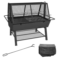 Outsunny 3-in-1 Barbecue Grill, Rotisserie Roaster and Fire Pit, with Cover(m-1)