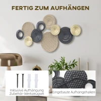 HOMCOM wanddecoratie, 3D-design, metalen frame, veelzijdig inzetbaar, meerkleurig(m-5)