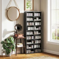 HOMCOM Raft pentru CD-uri cu 14 Rafturi Reglabile, Capacitate de 640 CD-uri/360 DVD-uri, 78.5x24x175 cm, Negru(m-9)