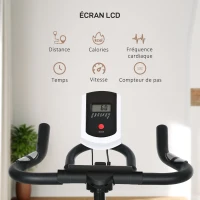 HOMCOM Vélo d'appartement pour la maison vélo de fitness d'intérieur silencieux résistance réglable acier 103 x 48 x 115cm noir(m-4)