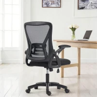HOMCOM Chaise bureau ergonomique, fauteuil de bureau en maille, accoudoirs relevables, hauteur réglable, 59,5x56x103cm, noir(m-11)