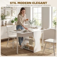 HOMCOM Masă de Sufragerie Pliabilă , Economisitoare de Spațiu, 160 cm, Albă(m-5)