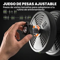 SPORTNOW Kit de Mancuernas 30kg 2 en 1 con Barra de Pesas Mango Antideslizante para Entrenamiento de Fuerza Negro Verde(m-5)