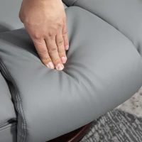 HOMCOM Relaxfauteuil met Voetenbank, Draaibaar, Inklapbare Rugleuning, Kunstlederlook, tot 130 kg, Grijs(m-9)