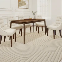 HOMCOM Tapis salon 160 x 120 cm, tapis à poils épais géométrique, moelleux et antidérapant, crème(m-10)