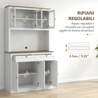HOMCOM Credenza Cucina Alta con 4 Armadietti, 2 Cassetti e Piano Centrale, 100x40x180 cm, Bianco(m-6)