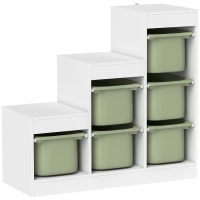 AIYAPLAY Meuble de rangement pour jouets des enfants avec 6 bacs amovibles, 3 niveaux de rangement, 96 x 38,5 x 90, vert