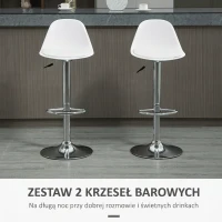 HOMCOM Hokery Zestaw 2 z nowoczesnym wzornictwem do 120 kg (jedno krzesło) Krzesła barowe Białe(m-4)