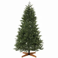 HOMCOM Künstlicher Weihnachtsbaum 180 cm dicht realistisch, 732 schwer entflammbare PE-Zweige, zusammenklappbare Holzbasis, Grün(m-1)