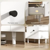 HOMCOM Mobile TV 70" max con 2 Ante a Ribalta, Cassetto e Scaffale Aperto, in Legno, 150x35x45 cm, Bianco e color Legno(m-7)
