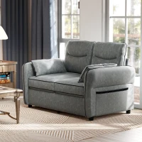 HOMCOM 2 Seater Sofa, Faux Leather Loveseat - Grey(m-10)