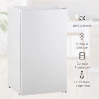 HOMCOM Mini-koelkast, 91 liter capaciteit, vriesvak, verstelbare schappen, stille werking, compacte afmetingen, kunststof, staal, wit(m-8)