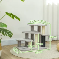 PawHut Arbre à chat tour à griffer hauteur de 50 cm avec plates-formes en peluche balles pour chat de moins de 5 kg gris clair(m-3)