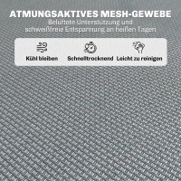 Outsunny Ligstoel, inklapbaar, ademende bekleding, metalen frame, 189 x 58 x 30 cm, Lichtgrijs(m-5)