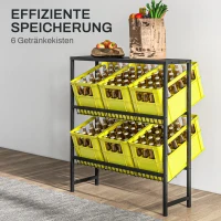 HOMCOM Opslagrek, in hoogte verstelbaar, stevig metaal, ruimtebesparend ontwerp, belastbaar tot 210 kg, zwart(m-4)