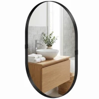 HOMCOM Wall Mirror, Bathroom Mirror with Elevated Aluminium Alloy Frame, 60 x 90 cm, Black(m-11)