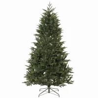 HOMCOM Árvore de Natal Artificial 180cm Densa Realista, 732 Ramos em PE Ignífugos, Base Dobrável em Madeira, Verde(m-7)