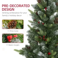 HOMCOM Set of Two 3ft Christmas Trees, with Lights, Berries and Pinecones(m-5)