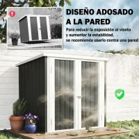 Outsunny Cobertizo de Jardín de Exterior 1,26 m² 147x86x134cm con 2 Puertas y Cerradura para Almacenamiento de Herramientas Negro(m-6)