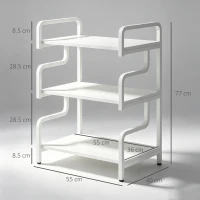HOMCOM 3-Tier Printer Stand with Storage Shelves, Printer Table, 55 x 40 x 77cm Printer Shelf for Home Office, Study, White(m-3)
