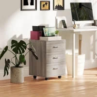 Vinsetto Cajonera de Escritorio con 3 Cajones Ruedas Cerradura 2 Llaves Archivador Móvil para Estudio Salón 40x40x61,5 cm Gris(m-10)