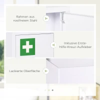 kleankin Medicijnkast, 3 Vakken, Afsluitbare Deur, Stevig Stalen Behuizing, Wit, 30 x 14 x 46 cm(m-6)