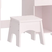 AIYAPLAY Kinderkaptafel, 2-in-1 kinderkaptafel en bureau met kruk, 2 lades, 2 kastjes en afneembare spiegel, roze(m-13)