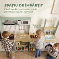 AIYAPLAY Bucătărie pentru Copii 3-8 Ani cu Blat Rotativ, Verde Deschis(m-6)