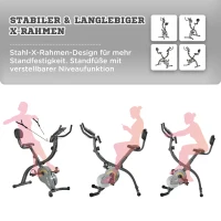 HOMCOM hometrainer, 2-in-1 fietstrainer, 6 kg vliegwiel hometrainer met instelbare magnetische weerstand in 16 niveaus en 1 paar spankoorden, staal, zwart, 51 x 97 x 115 cm(m-6)