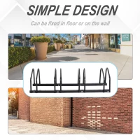 HOMCOM Bike Stand Parking Rack Floor or Wall Mount Bicycle Cycle Storage Locking Stand 100L x 33W x 27H (4 Racks, Black)(m-6)