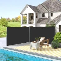 Outsunny Double Store latéral Brise-Vue paravent rétractable dim. 6L x 1,80H m Polyester Anti-UV Gris et noir(m-10)