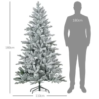 HOMCOM Kunstkerstboom 180 cm met sneeuw, 994 takken, kerstdecoratie inclusief metalen standaard voor binnen(m-3)