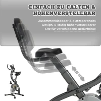HOMCOM hometrainer, 2-in-1 fietstrainer, 6 kg vliegwiel hometrainer met instelbare magnetische weerstand in 16 niveaus en 1 paar spankoorden, staal, zwart, 51 x 97 x 115 cm(m-4)