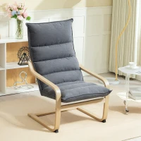 HOMCOM Poltrona a Dondolo Moderna con Braccioli in Legno e Cuscini Spessi in Velluto, 67x83x105 cm, Grigio(m-2)