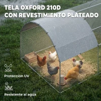 PawHut Gallinero de Exterior Grande para 12-18 Gallinas de Acero Galvanizado y Techo de Tela Oxford 5,7x2,8x1,97 m Plata(m-7)