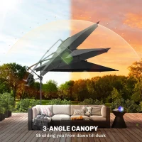 Outsunny 3 m Overhanging Cantilever Parasol, with Cross Base - Black(m-6)