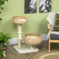 PawHut 72cm Cat Tree Kitten Tower, with Sisal Scratching Post, Two Beds, Toy Ball(m-7)