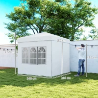 Outsunny Carpa Plegable Pop-up 2,5x2,5 m con 4 Paredes Laterales Anti-UV Altura Ajustable y Bolsa de Transporte Blanco(m-3)