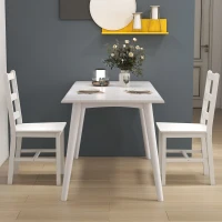 HOMCOM Eetkamerstoelen 2-delige set, Houten keukenstoel met lattenrugleuning, Antislip 41,5 x 46 x 90 cm Wit(m-7)