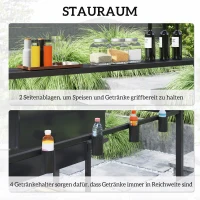 Outsunny Grillpaviljoen 250 x 160 x 250 cm Waterdicht Tuinpaviljoen met Dubbellaagdak en Zijplanken, Zwart(m-5)