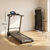 HOMCOM Cinta de Correr Andar Eléctrica Plegable con Velocidad hasta 14 km/h Pantalla LCD Superficie de Carrera de 42x130 cm Inclinación Manual y Ruedas de Transporte 164x70x125 cm Negro(m-3)