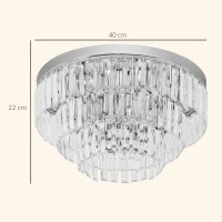 HOMCOM Set of 2 Modern Crystal Ceiling Lights, Chandeliers, Pendant Lamps w/ 7 Lights, E14 Fittings for Living Room, Bedroom, Silver(m-3)