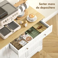 HOMCOM Bufet Modern cu spațiu de depozitare, dulap cu sertar, rafturi reglabile, mic dulap de bucătărie cu rafturi, alb(m-9)