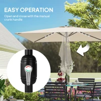 Outsunny Sombrilla de Jardín con 24 Luces LED Solares Dosel Inclinable Poste Metálico 2,9x2,5 m Crema(m-17)