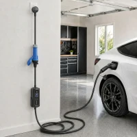 HOMCOM EV Charger 7kW Type 2 to CEE 32A Plug with UK Adapter, 10 m, 6-32A, Electric Car Charger w/ 1-12 h Time Delay(m-9)