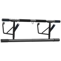 SPORTNOW Pull-Up Bar, No-Drilling Chin-Up Bar, Push-Up Stand with Resistance Bands, Padded Handles for Home Gym Exercise, Blue(m-1)