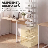 HOMCOM Bibliotecă Verticală cu 11 Rafturi, Structură din Oțel, Economie Spațiu, 34,5x41,5x163,5 cm, Alb(m-5)